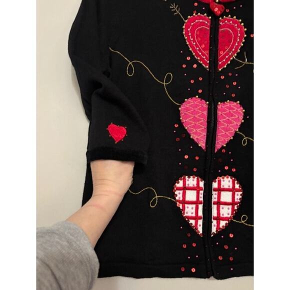 Vintage Jack B. Quick Sweater Cardigan Valentines Hearts Dead Stock Medium NWT - Picture 5 of 9